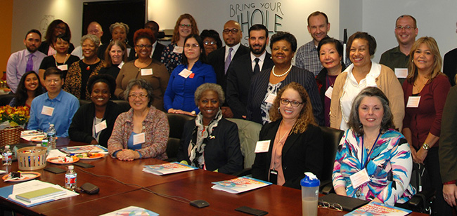 Attendees of an ERG collaboration meeting pose for a photo.