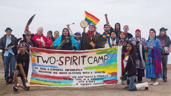 A group of people attending Two Spirit Camp