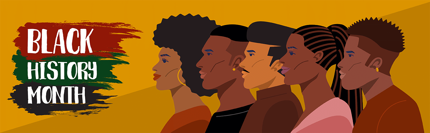 Black History Month illustration of African-American men and women