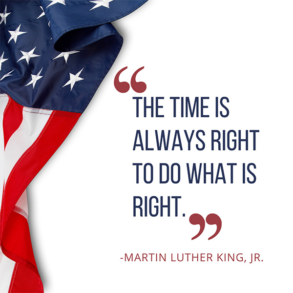 Quote from Dr. Martin Luther King, Jr. and the American flag