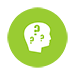 White head with question marks icon on green circle