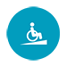 White person in wheelchair icon on teal circle