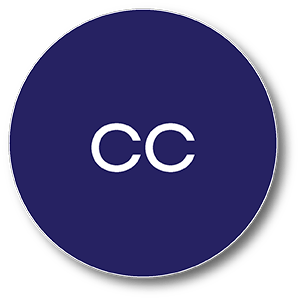 Blue circular icon with the acronym CC