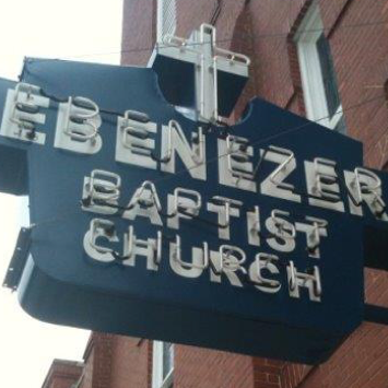 Ebenezer Baptist Church sign.