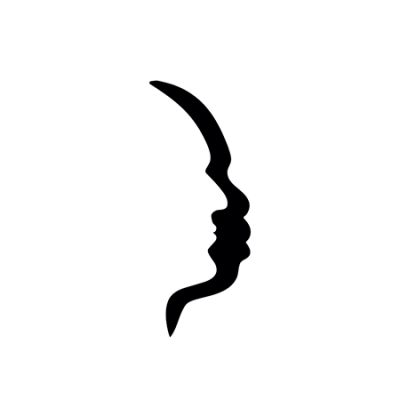 Black and white profile side view of face as symbol of equality.